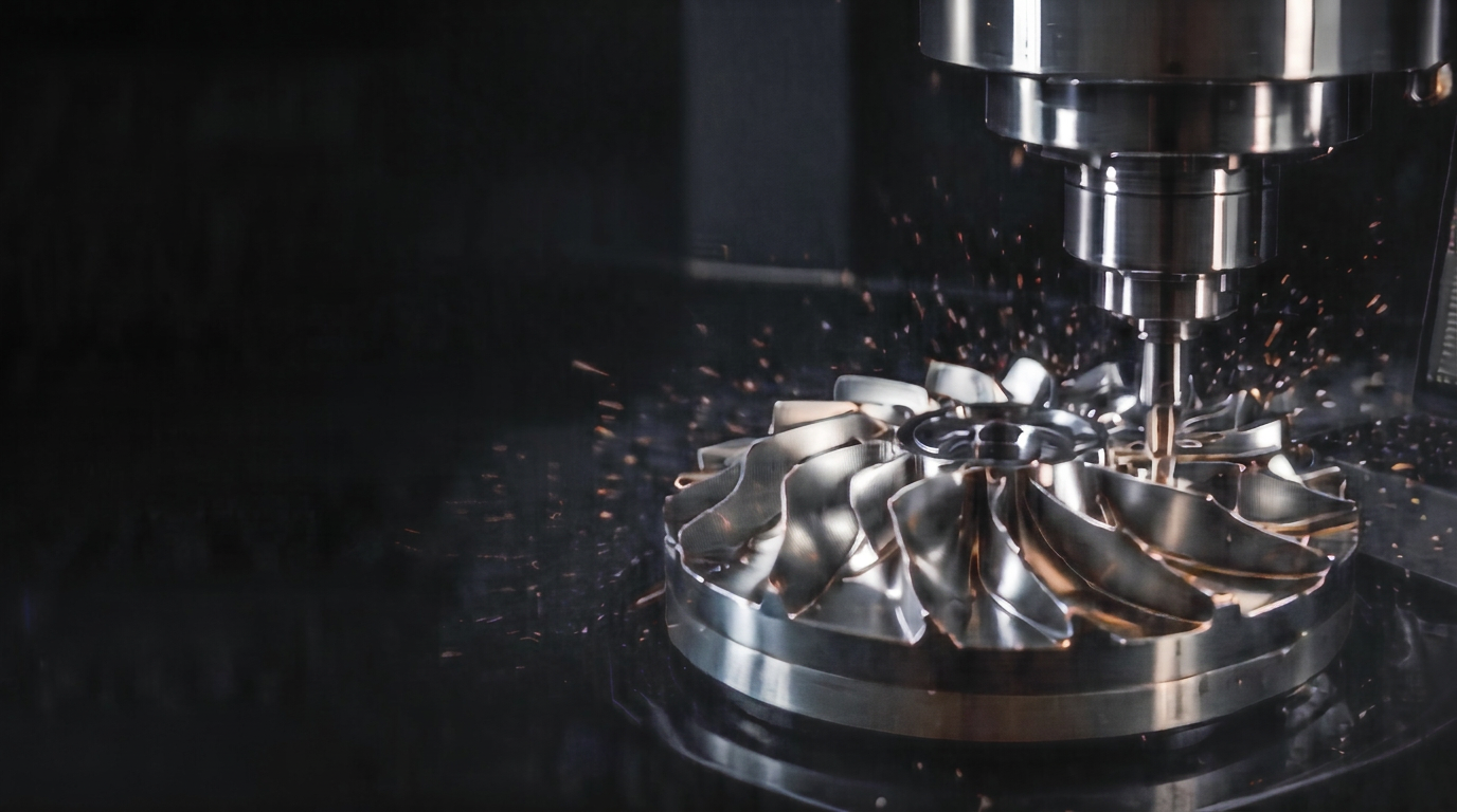 Mesin CNC 5-axis memotong impeller turbin logam
